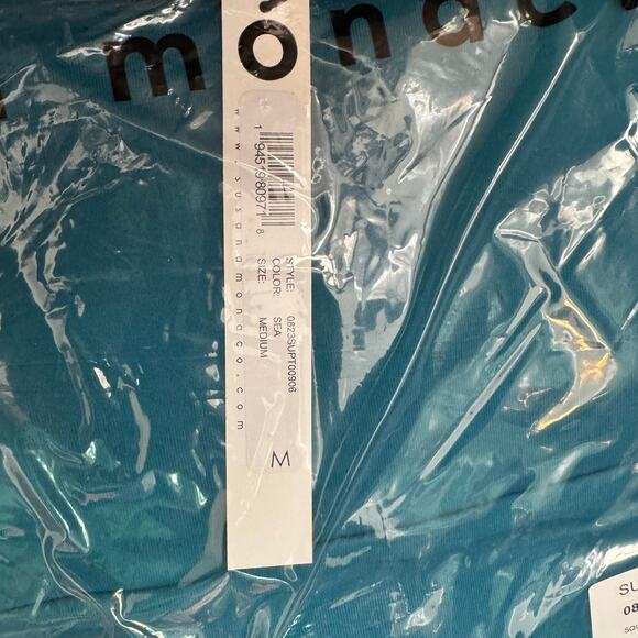 Susana Monaco Square Neck Gathered Sleeve Top in Sea Green NWT Size Medium - Picture 9 of 10